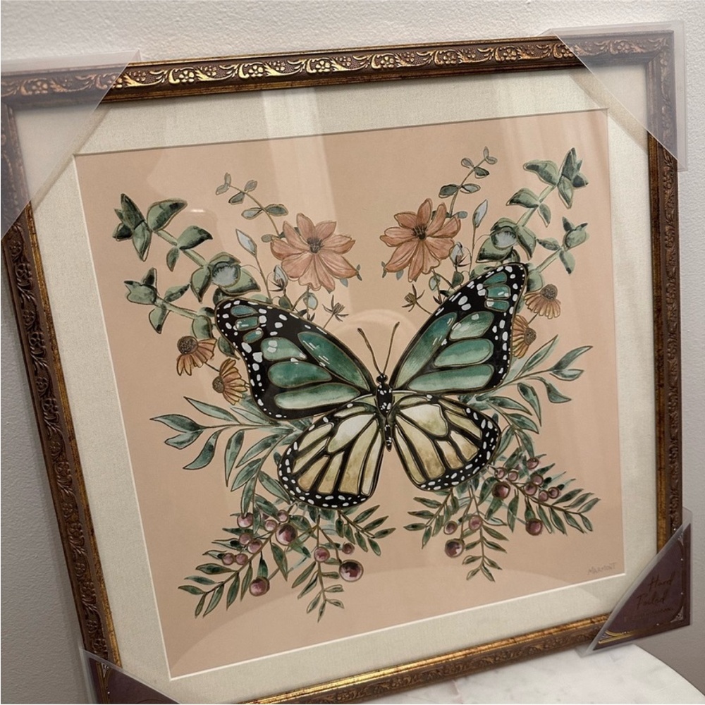 NEW Marmont Hill Hand Foiled Butterfly Framed Portrait 
18”X18”